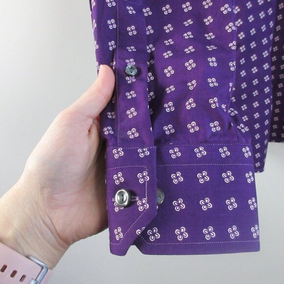 Eton Contemporary Men's Dress Shirt 39 Purple Floral Luxury Designer Pattern 274 - Picture 8 of 11